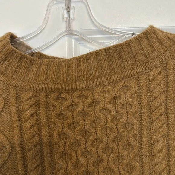 J. Crew Cable-knit patchwork tunic sweater Camel/Tan/Brown Size Small Chunky - Picture 9 of 13